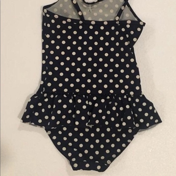 Girls Navy and White Polka Dot One Piece Swimsuit - Picture 5 of 5